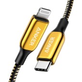 ANKER A8843HB1 POWERLINE+III USB-C CABLE WITH LIGHTNING CONNECTOR GOLD 6FT 