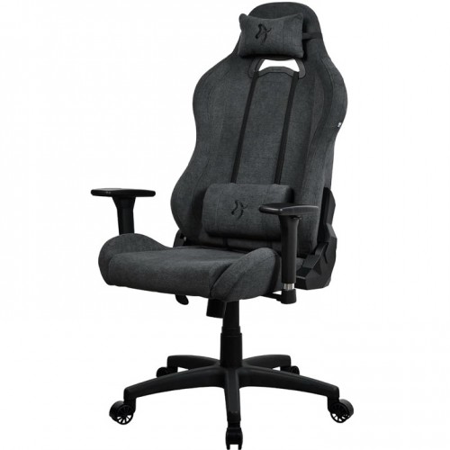 AROZZI TORRETTA-SFB-DG2 Chaise de jeu en tissu doux, chaise de bureau ergonomique respirante et hydrofuge avec hauteur réglable, accoudoirs 3D et 2 oreillers de soutien - Gris foncé