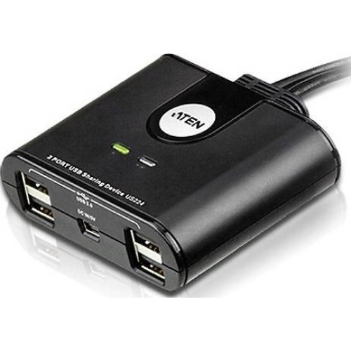 Aten US224 2-Port USB 2.0 Peripheral Sharing Device - Black