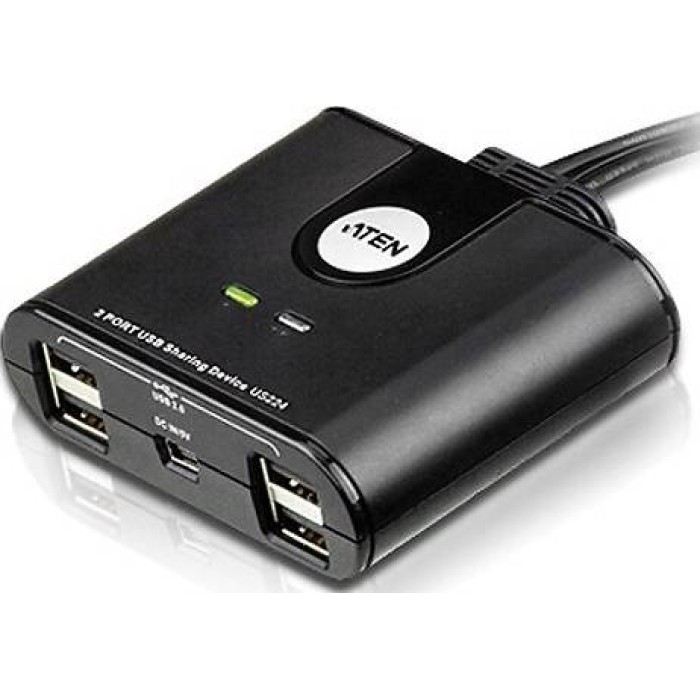 Aten US224 2-Port USB 2.0 Peripheral Sharing Device - Black image