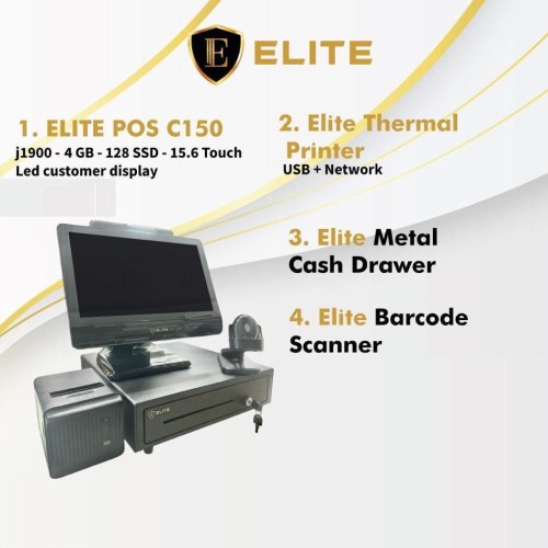 ELite Pos C150 j1900 - 4GB - 128SSD - 15.6 Touch Led Customer Display