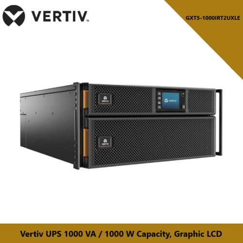 Onduleur Vertiv GXT5-1000IRT2UXLE, capacité 1 000 VA / 1 000 W, écran LCD graphique