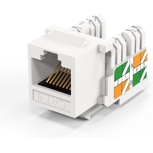 Keystone Cat6, 20-Pack RJ45 Keystone Jack UL Listed, Cat6 Keystone Jacks Modular Female Connectors, White
