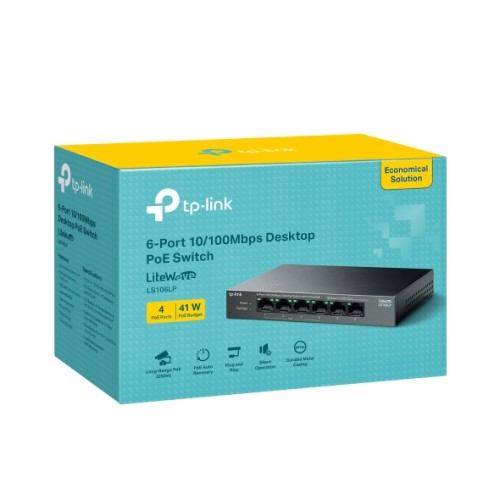Tp-Link LS106LP 6-Port 10/100Mbps Desktop Switch with 4-Port PoE