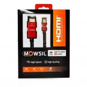 Mowsil MOMD2H2 Mini DP to HDMI 4K Cable 2 Meter - Black/Red