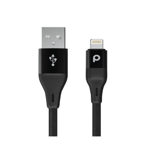 Porodo PD-ABHDL22-BK Aluminum Braided USB-A to Lightning Cable 2.2M 2.4A