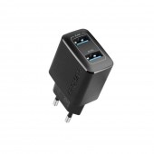 Promate BiPlug 2.4A Wall Charger with Dual USB Ports Black