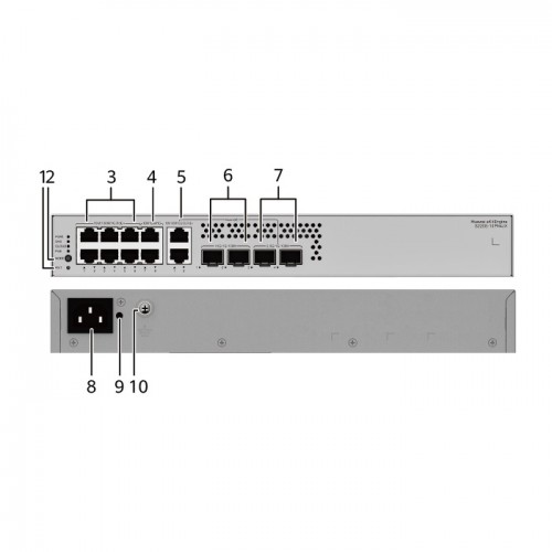 Huawei S220S-10PN4JX 2*10/100/1000/2.5GBASE-T Ports (PoE+), 2*10GE SFP+ ports, 2*2.5GE SFP ports, 128 W PoE - 98012475