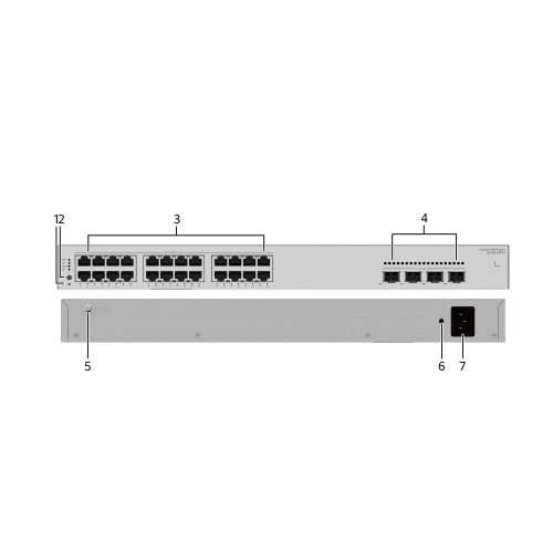 Huawei S220S-24P4J 24*10/100/1000BASE-T ports (400 W PoE+), 4*2.5GE SFP ports, built-in AC power - 98012516
