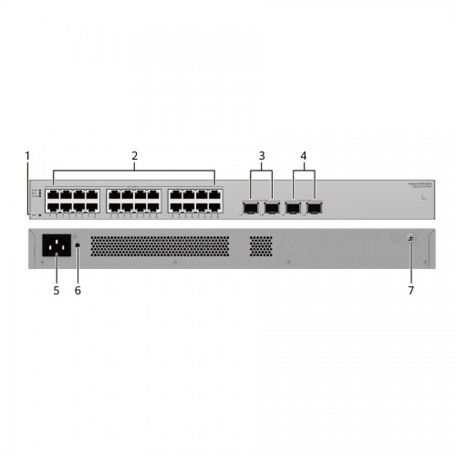 Huawei S220S-24T4JX 24*10/100/1000BASE-T ports, 2*10GE SFP+ ports, 2*2.5GE SFP ports, built-in AC power - 98012504