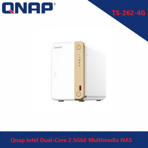 QNAP TS-262-4G Intel Dual-Core 2.5GbE Multimedia NAS with M.2 PCIe slots and PCIe