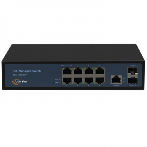 AirPro AP-ESG3010P 8GE+2SFP Ports 48V L2 Managed PoE Switch with 8-Port PoE