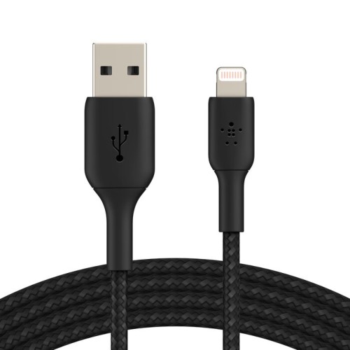 Belkin Cable BL-CBL-BRD-LTG-BLK-1M Braided Lightning to USB-A Cable (1m / 3.3ft) - Black - CAA002bt1MBK