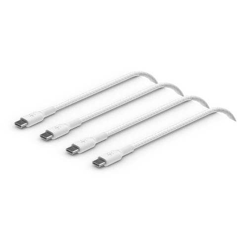 Câble Belkin BL-CBL-USB.C-USB.C-1M-WH-BDL Câble tressé USB-C vers USB-C BoostCharge 60 W (1 M, paquet de 2) - Blanc - CAB004bt1MWH2PK