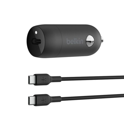 Chargeur de voiture Belkin BL-CC-USBC-A004-30W-CBL-CC Chargeur de voiture USB-C BoostCharge 30W + câble USB-C vers USB-C - Noir - CCA004bt1MBK-B6