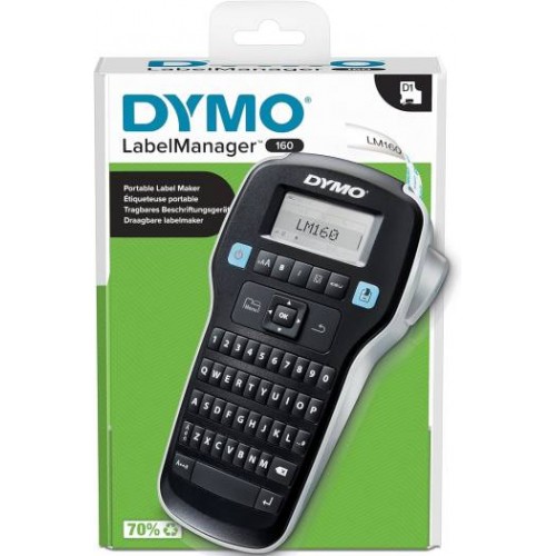 Dymo 2174612 LabelManager 160 Label Maker | Handheld Label Printer with QWERTY Keyboard | Includes Black & White D1 Label Tape (12mm) | for Home & Office