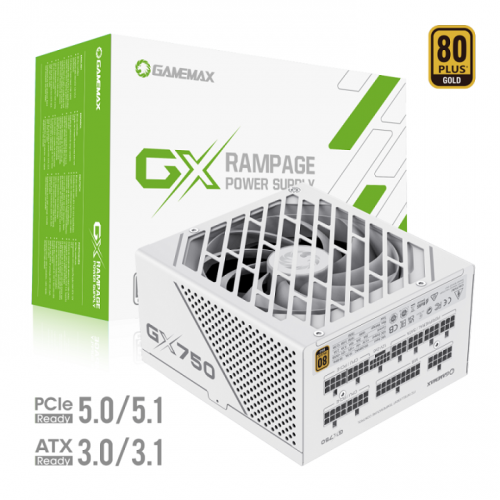 Gamemax GX-750 PRO GOLD 850W ATX 3.0 & PCIE 5.0 Power Supply - White