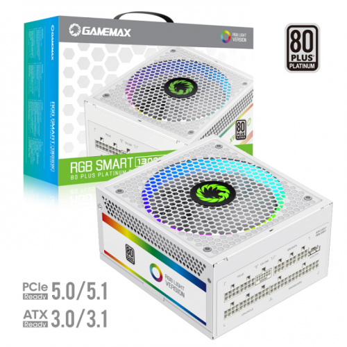 Gamemax RGB-Smart 1300 1300W ATX3.0/3.1 PCIe5.0/5.1 Power Supply - White