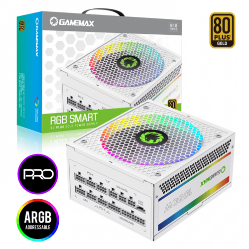 GAMEMAX RGB1050 PRO GOLD 1050W ATX 3.0 & PCIE 5.0 Power Supply - White