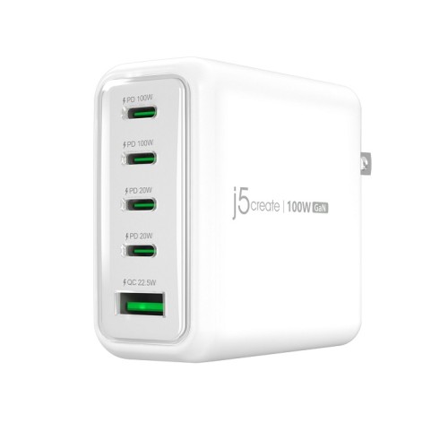J5create JUP53100 100W GaN USB-C 5-Port Charger