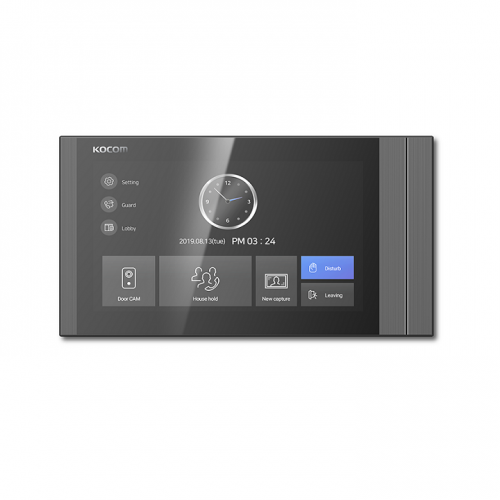 KOCOM KCV-T701SM + KCMC30M Visiophone avec moniteur LCD couleur tactile de 7 pouces avec caméra de porte - Noir