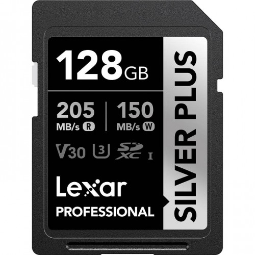 Lexar 128GB LSDSIPL128G-BNNNG Silver Plus UHS-I SD Card