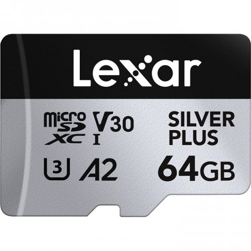 Lexar 64GB LMSSIPL064G-BNANG MicroSDXC Silver Plus UHS-I Memory Card