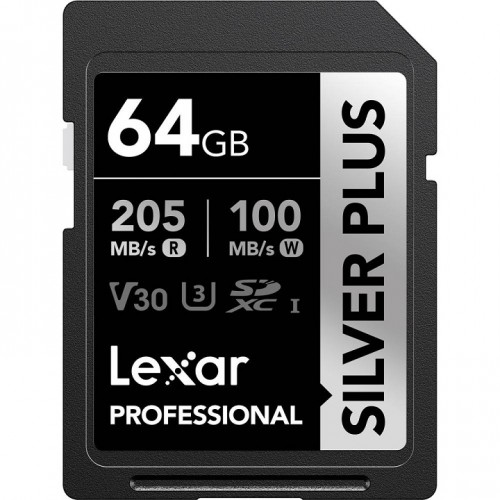 Lexar 64GB LSDSIPL064G-BNNNG Silver Plus UHS-I SD Card