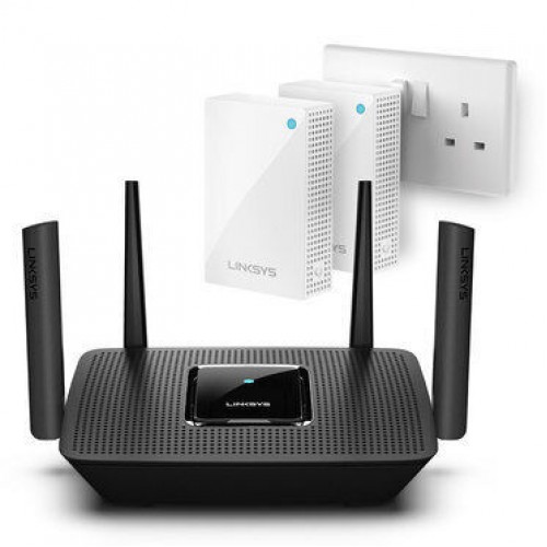 Linksys (MR8300-ME-2BDL) Tri-Band Mesh WiFi Router & 2 Velop Plug-In Nodes - Bundle