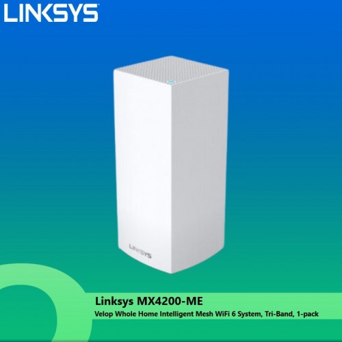 Linksys MX4200-ME Velop Système WiFi 6 maillé intelligent pour toute la maison (AX4200), tri-bande, 1 paquet