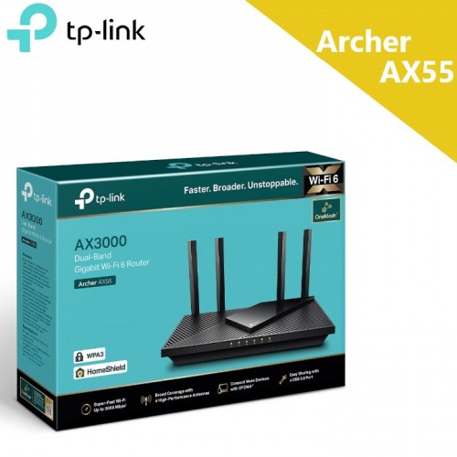 Tp-Link Archer AX55 AX3000 Dual Band Gigabit Wi-Fi 6 Router
