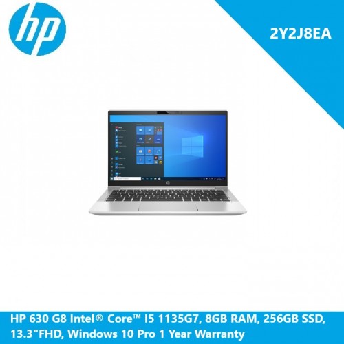 HP 2Y2J8EA 630 G8 Intel® Core™ I5 1135G7, 8GB RAM, 256GB SSD, 13.3"FHD, Windows 10 Pro 1 Year Warranty