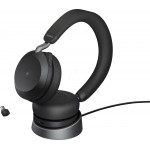 Jabra (27599-999-989) Evolve2 75 MS Bluetooth Headset for Microsoft Teams, USB-A, Charging Stand