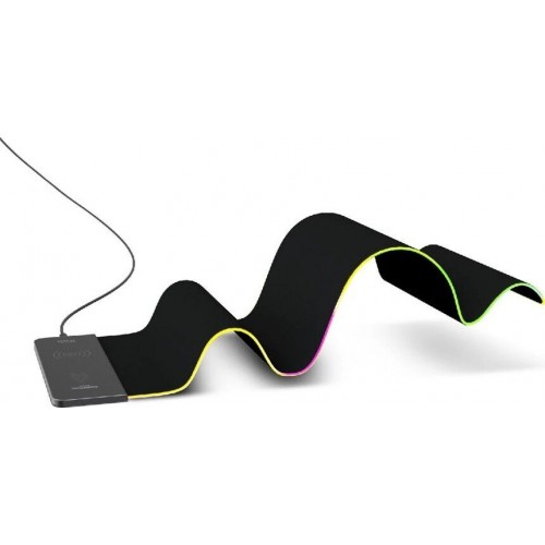 Vertux (VE.RAFTPAD-QI.BK) Tapis de souris de jeu LED antifriction RaftPad-Qi avec chargeur sans fil 15 W