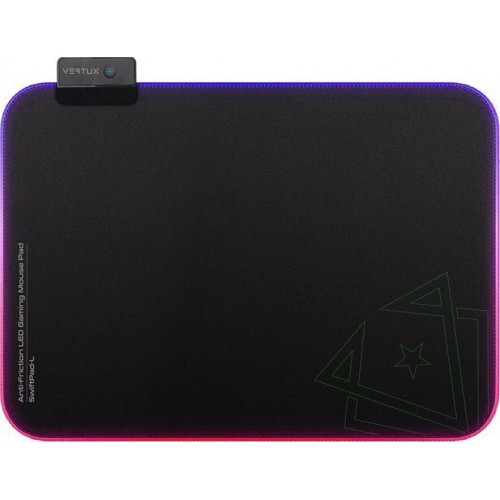 Vertux (VE.SWIFTPAD-L.BK) SwiftPad-L - Tissu antidérapant pliable RVB, tapis de souris de jeu LED RVB à défilement fluide par immersion dans le jeu
