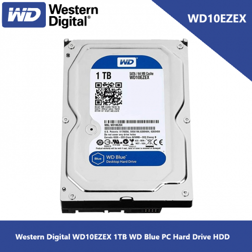Western Digital WD10EZEX 1TB WD Blue PC Hard Drive HDD - 7200 RPM, SATA 6 Gb/s, 64 MB Cache, 3.5"