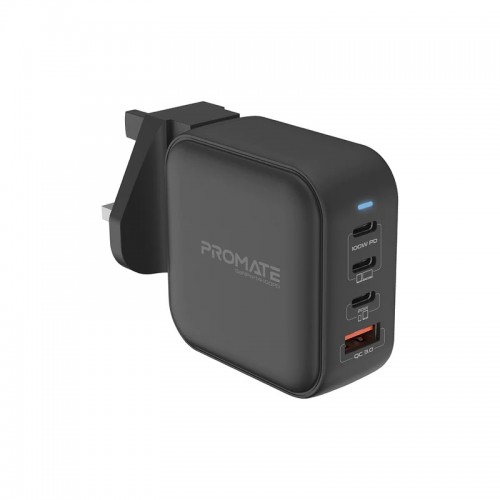 Promate GaNPort4‐100PD, chargeur GaNFast™ à alimentation 100 W, arrière