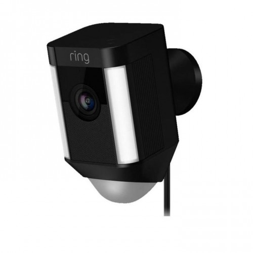 Ring 8SH2P7-BEU0 Spotlight Cam Caméra de sécurité intelligente avec Wi-Fi intégré et alarme sirène, filaire - Noir