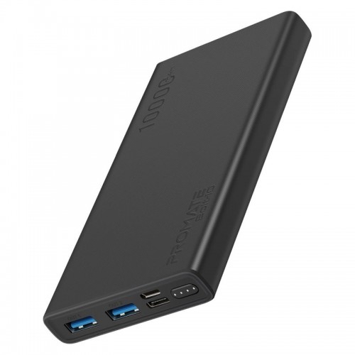 Promate Bolt‐10 Compact Smart Charging Power Bank with Dual USB Output, black
