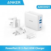 Anker A2033H21.WT PowerPort III 3-Port 65W Charger