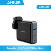 Anker A2034K11-BK PowerPort III 3-Port 65W Elite - Black