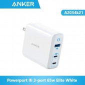 Anker A2034k21 Powerport III 3-port 65w Elite White