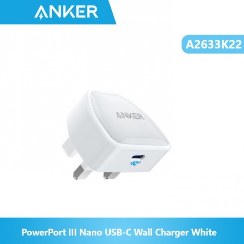 Anker A2633K22 PowerPort III Nano USB-C Chargeur mural Blanc