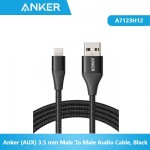 Anker A7123H12 (AUX) 3.5 mm Male To Male Audio Cable, Black 