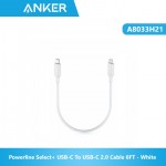 Anker A8033H21 Powerline Select+ USB-C To USB-C 2.0 Cable 6FT - White | .WT