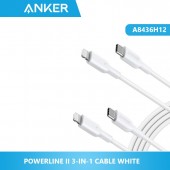 ANKER A8436H12 POWERLINE II 3-IN-1 CABLE WHITE