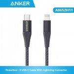 Anker A8652H11 Powerline+ II USB-C Cable With Lightning Connector, 3ft.- Black