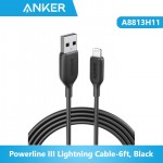 Anker A8813H11 Powerline III Lightning Cable-6ft, Black