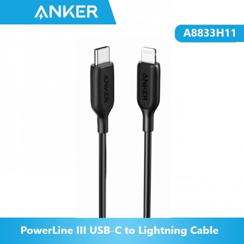 Anker A8833H11 PowerLine III USB-C to Lightning Cable (1.8m/6ft) – Black