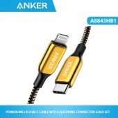 ANKER A8843HB1 POWERLINE+III USB-C CABLE WITH LIGHTNING CONNECTOR GOLD 6FT 